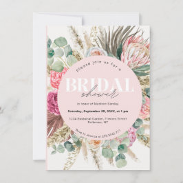 Invitación Ducha nupcial bohemiana con flores rosadas de Rubo