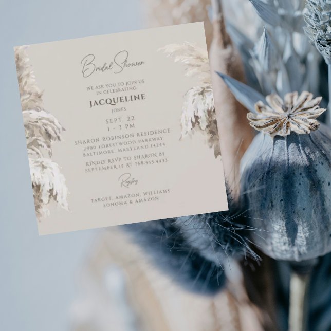 Invitación Ducha Nupcial Bohemiana Exuberante Crema Cuadrada (Subido por el creador)