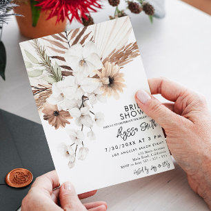 Invitación Ducha nupcial Boho Floral Pampas