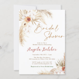 Invitación Ducha nupcial Boho Pampas Ducha de novia
