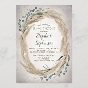 Invitación Ducha nupcial Boho pampas Grass and Greenery