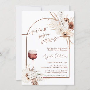 Invitación Ducha nupcial Boho pampas Grass and Wine