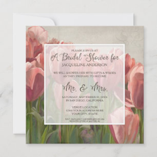 Invitación Ducha nupcial Bonito Tulipán Flores Rustic Elegant