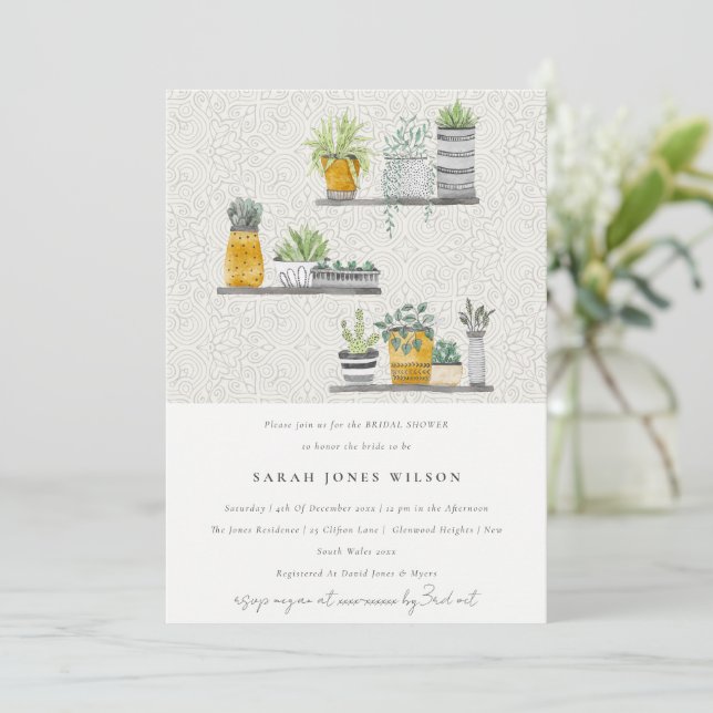 Invitación Ducha nupcial botánica de leafy puerperio ornament (Anverso de pie)