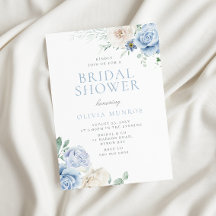 Ducha nupcial botánica floral blanca y azul