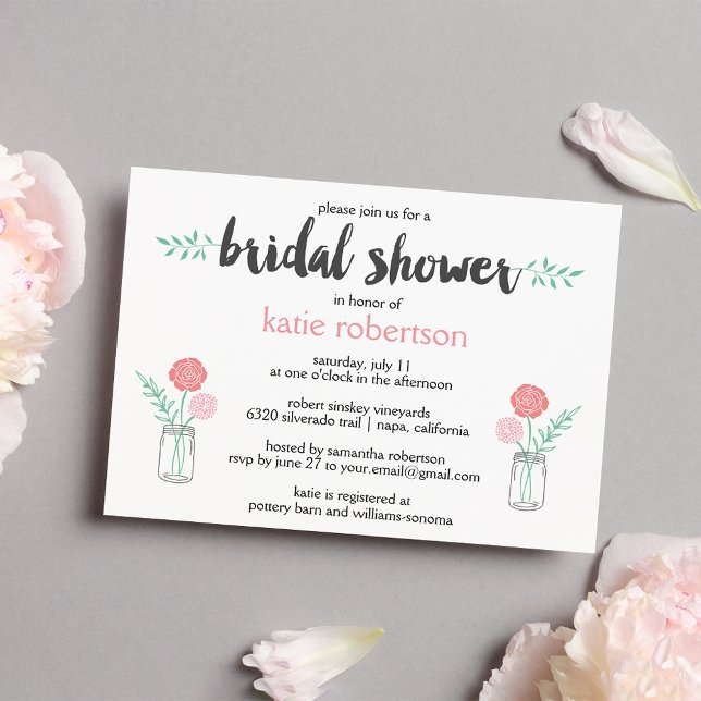 Invitación Ducha nupcial botánica Mason Jar (Subido por el creador)
