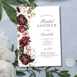 Invitación Ducha Nupcial Botánica Morada Rosa Floral
