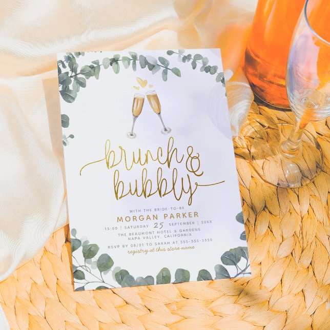 Invitación Ducha nupcial Brunch & Bubbly Eucalyptus (Subido por el creador)