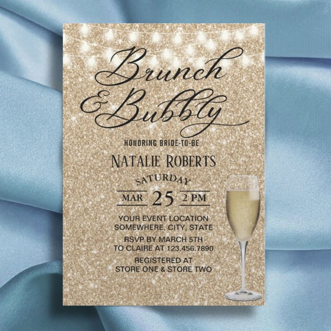 Invitación Ducha nupcial Brunch Champán moderno Sparkle Gold (Subido por el creador)