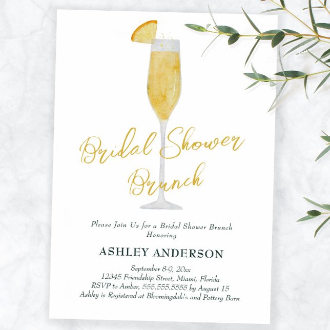 Invitación Ducha nupcial Brunch Mimosa Cocktail Gold (Subido por el creador)