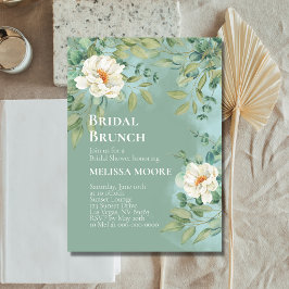 Invitación Ducha nupcial Brunch Plata Sage Eucalyptus Flor
