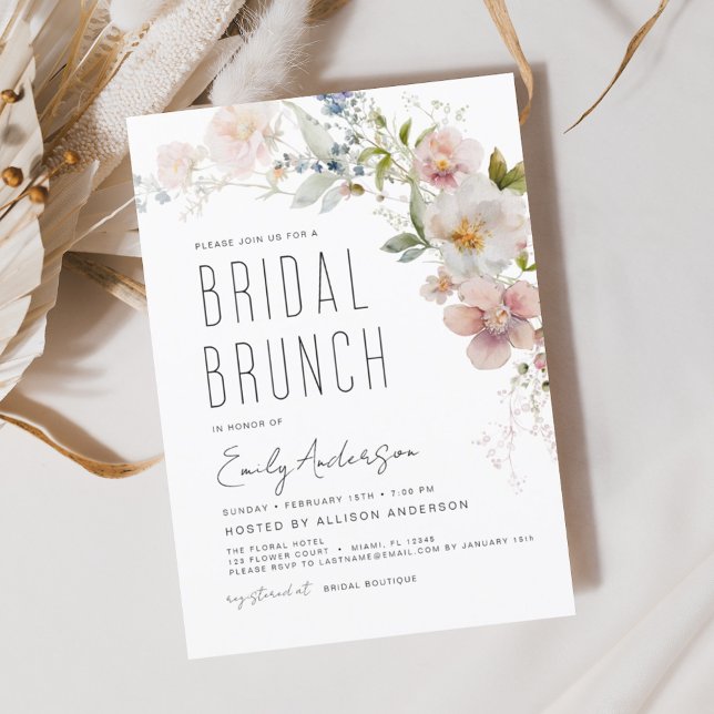 Invitación Ducha nupcial Brunch Wildflower Boho Elegante (Subido por el creador)