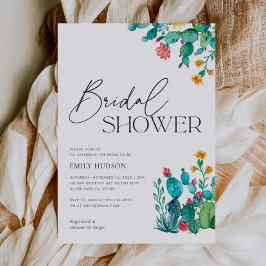 Invitación Ducha nupcial Cactus Mexican Fiesta