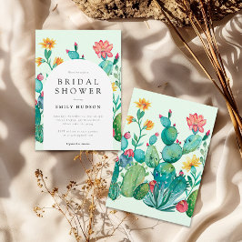 Invitación Ducha nupcial Cactus Mexican Fiesta