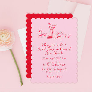 Invitación Ducha Nupcial Caprichosa Garabato Doodle Dibujada 