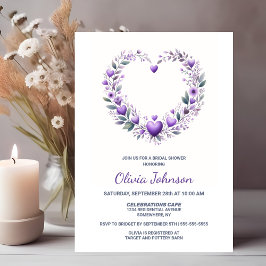 Invitación Ducha nupcial cardíaca morada