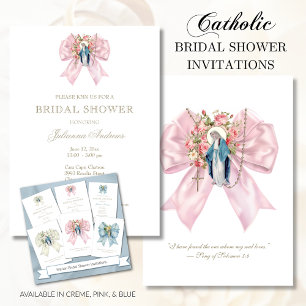 Invitación Ducha nupcial católica bendice a Mary Pink Rosary