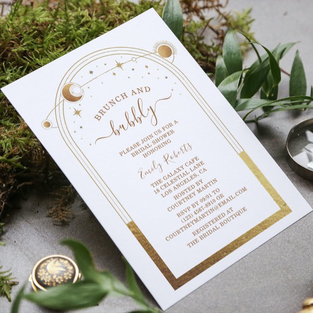 Invitación Ducha nupcial celestial de oro blanco místico (Subido por el creador)