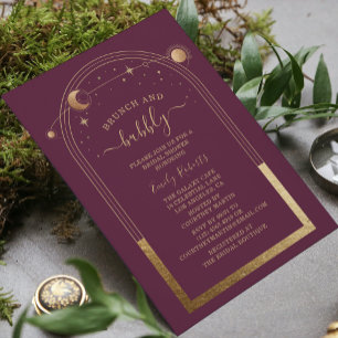 Invitación Ducha nupcial celestial de oro de ciruela mística