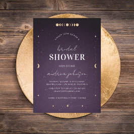 Invitación Ducha nupcial celestial de oro de galaxia púrpura