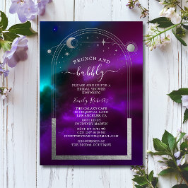 Invitación Ducha nupcial celestial de plata Verde azulada púr