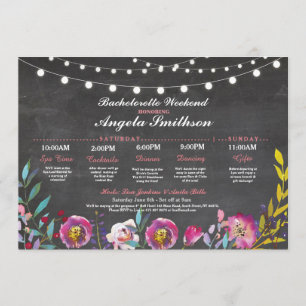 Invitación Ducha nupcial Chalk Coral Itinerary Bachelorette