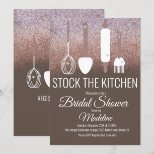 Invitación Ducha nupcial Cocina Ducha Ducha Cocina Purpurina