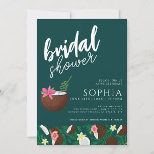 Invitación Ducha nupcial Coconut Boda verde esmeralda moderno