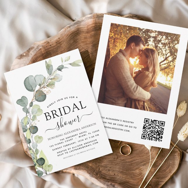 Invitación Ducha nupcial Código QR Foto Eucalyptus (Subido por el creador)