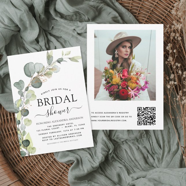 Invitación Ducha nupcial Código QR Foto Eucalyptus (Subido por el creador)