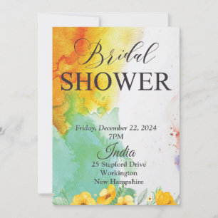 Invitación Ducha nupcial, color verde naranja