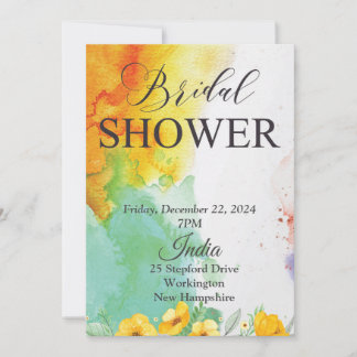 Invitación Ducha nupcial, color verde naranja
