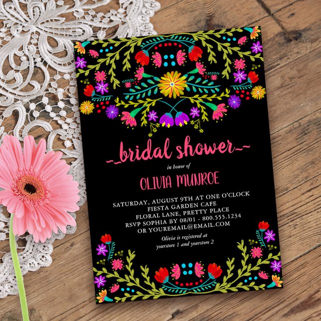 Invitación Ducha nupcial colorida floral de Fiesta mexicana (Bridal Shower invitation from my Mexican Fiesta Floral collection)