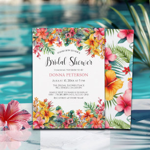 Invitación Ducha nupcial colorida Luau de Hawái