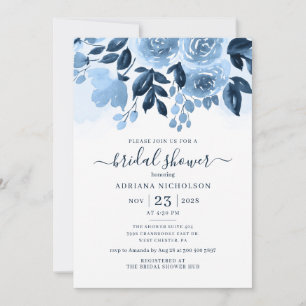 Invitación Ducha nupcial con acuarela con escritura floral de