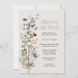 Invitación Ducha nupcial con acuarela de flores silvestres de