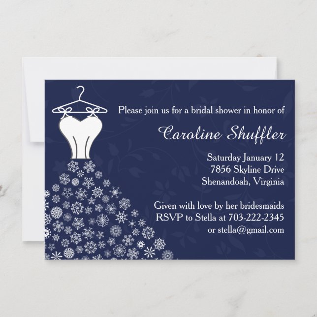Invitación Ducha nupcial con Boda azul de la Marina (Anverso)