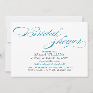 Invitación Ducha nupcial con escritura elegante Aqua
