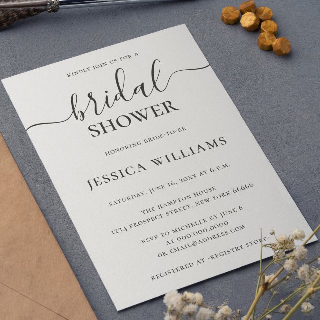 Invitación Ducha nupcial con escritura minimalista y sencilla (Subido por el creador)