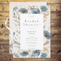 Ducha nupcial con flores azules y marrones