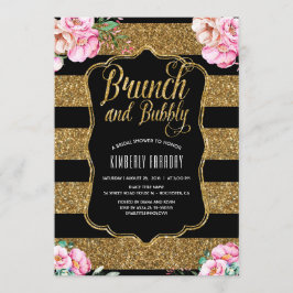 Invitación Ducha nupcial con flores de oro de brunch