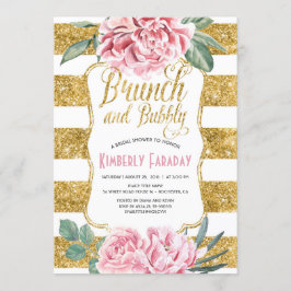 Invitación Ducha nupcial con flores de oro de brunch