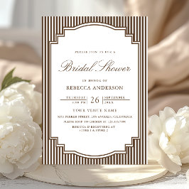 Invitación Ducha Nupcial con Foto a Rayas Marrón Chocolate