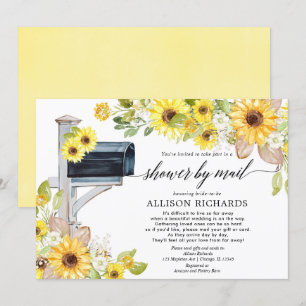 Invitación Ducha nupcial con girasoles blancos amarillos