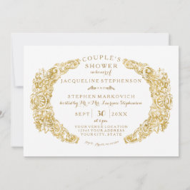 Invitación Ducha nupcial con hoja de Acanthus floral grabada