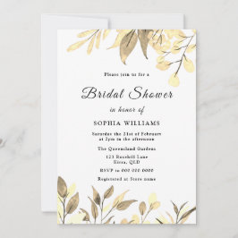 Invitación Ducha nupcial con hojas de oro