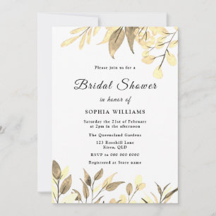 Invitación Ducha nupcial con hojas de oro