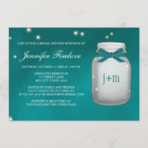 Invitación Ducha nupcial con monograma verde azulada del