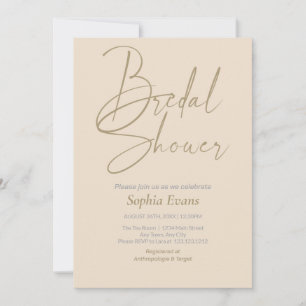 Invitación Ducha nupcial con nata de color dorada plateada mi