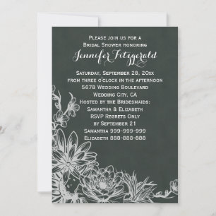 Invitación Ducha nupcial con pantalla floral de cartón pintad